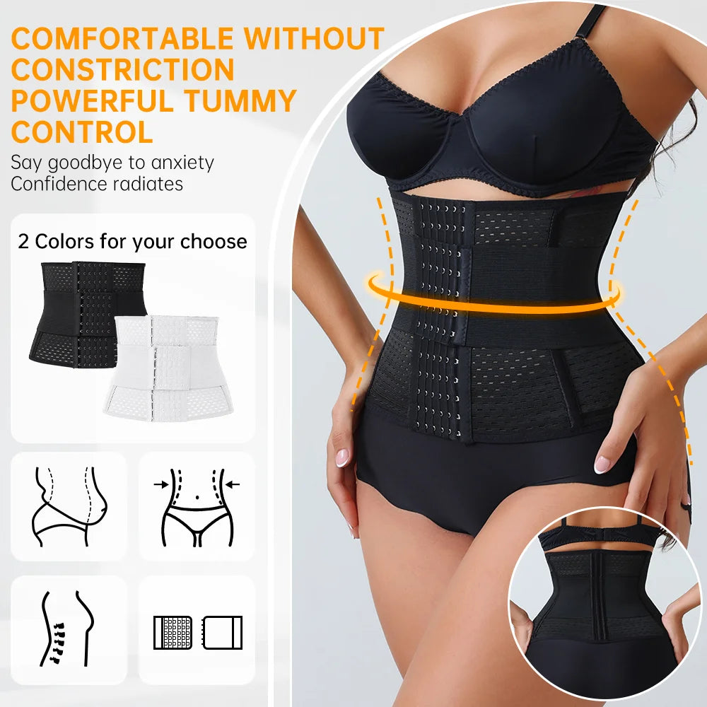 Women’s Adjustable Waist Trainer – Double Belt Neoprene Tummy Control Corset
