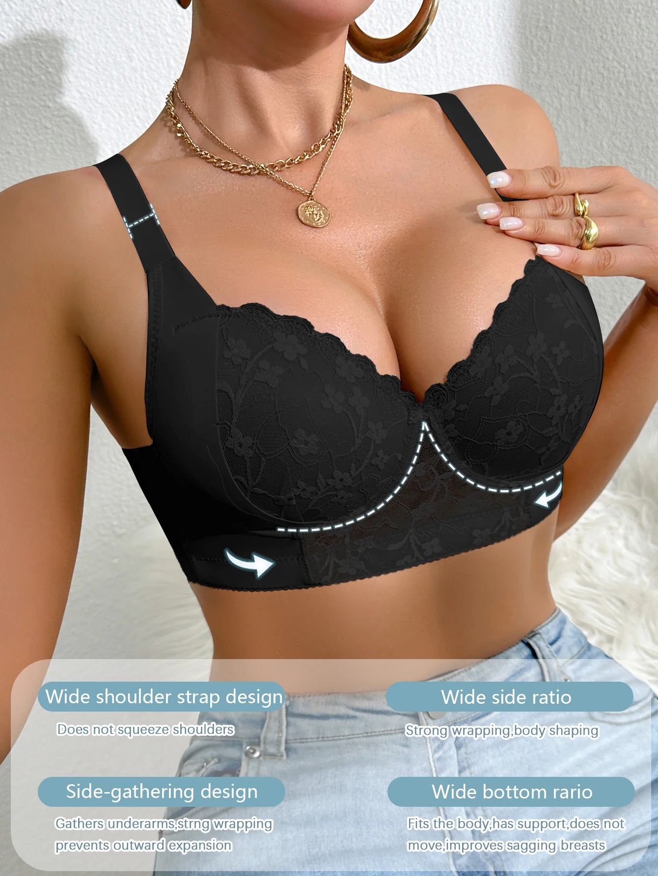Floral Lace Push Up Bra with Underwire
