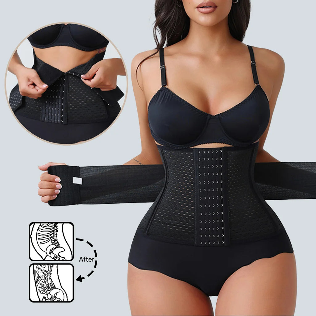 Women’s Adjustable Waist Trainer – Double Belt Neoprene Tummy Control Corset