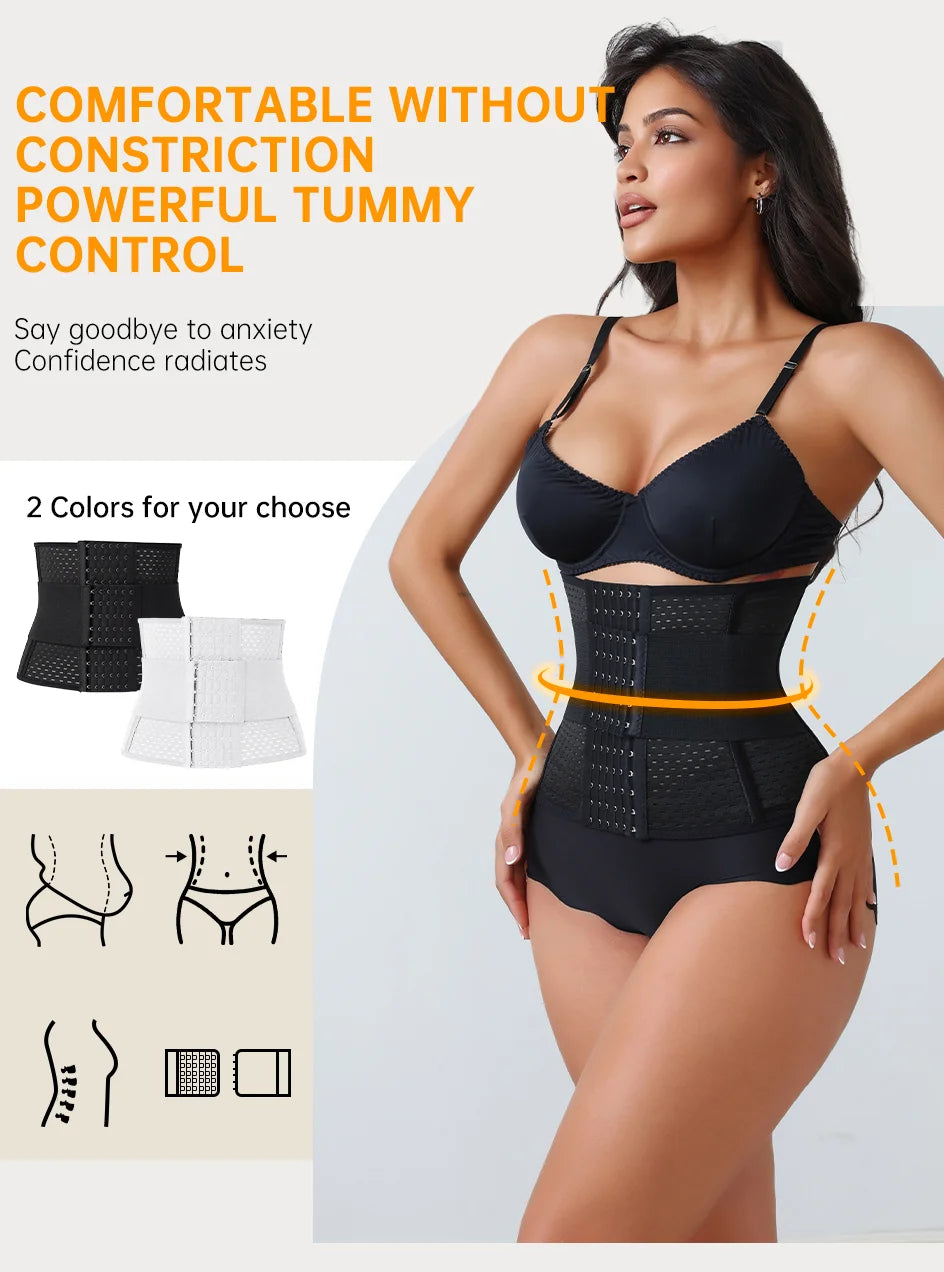 Women’s Adjustable Waist Trainer – Double Belt Neoprene Tummy Control Corset