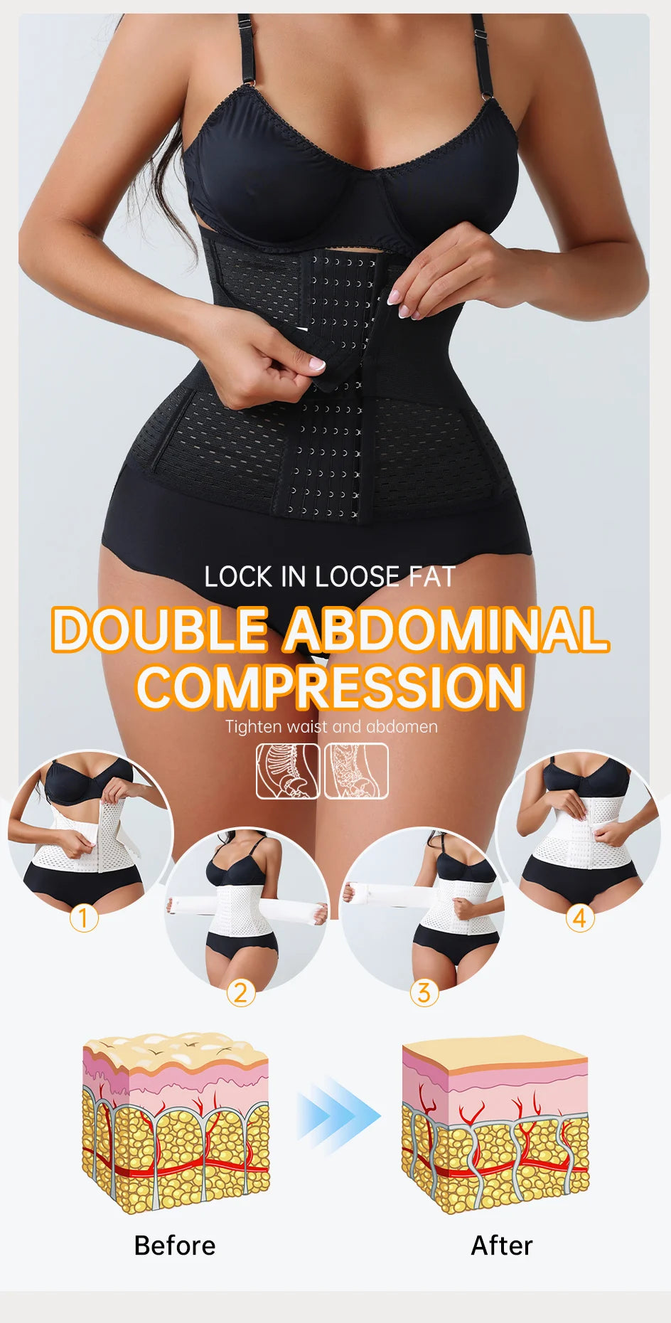 Women’s Adjustable Waist Trainer – Double Belt Neoprene Tummy Control Corset