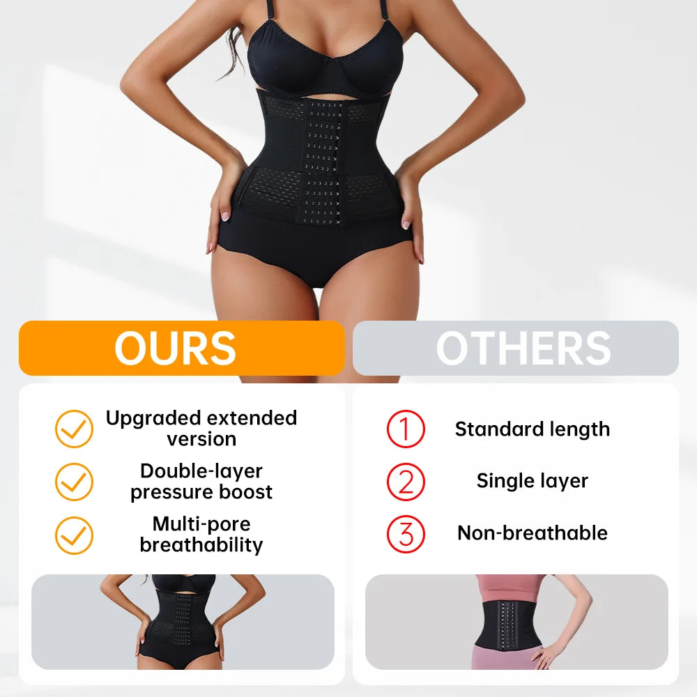 Women’s Adjustable Waist Trainer – Double Belt Neoprene Tummy Control Corset