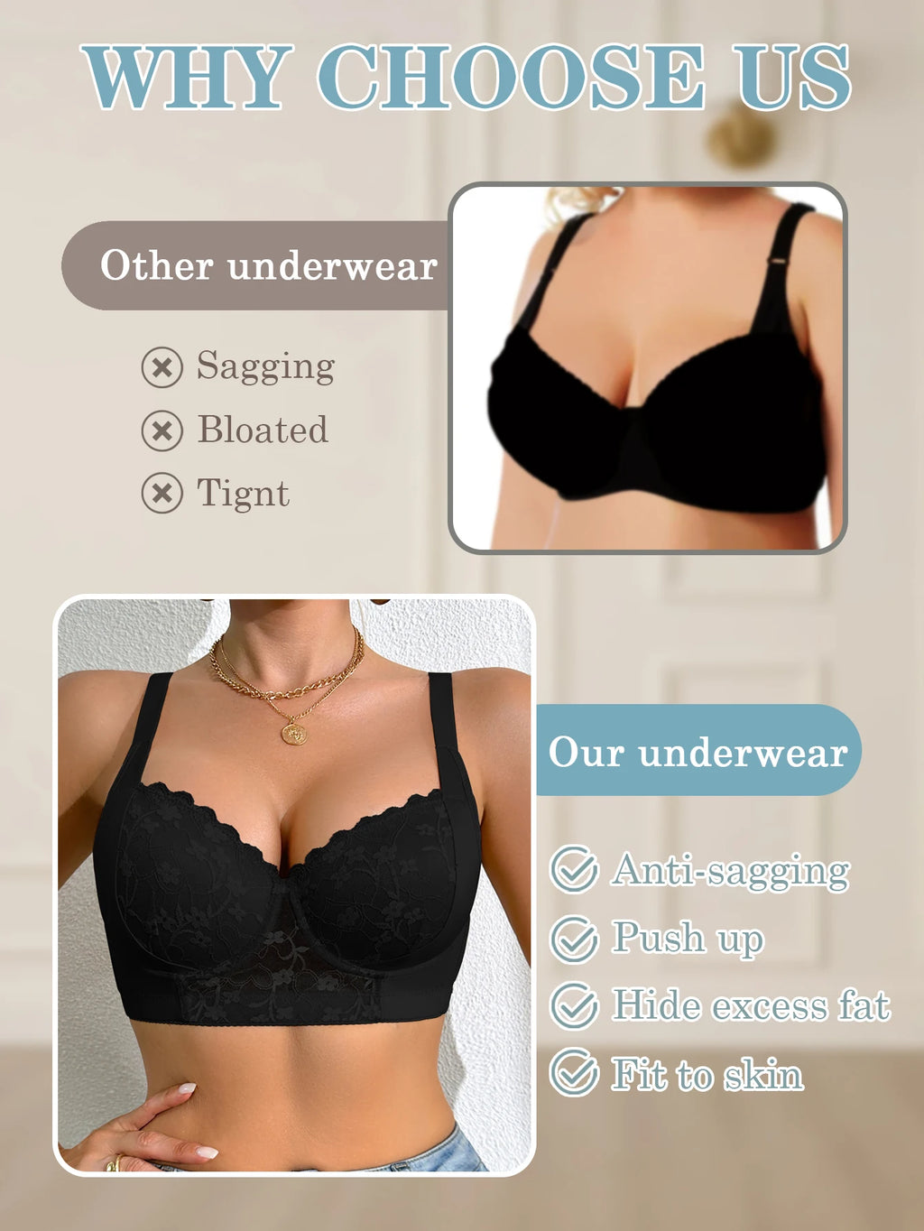Floral Lace Push Up Bra with Underwire