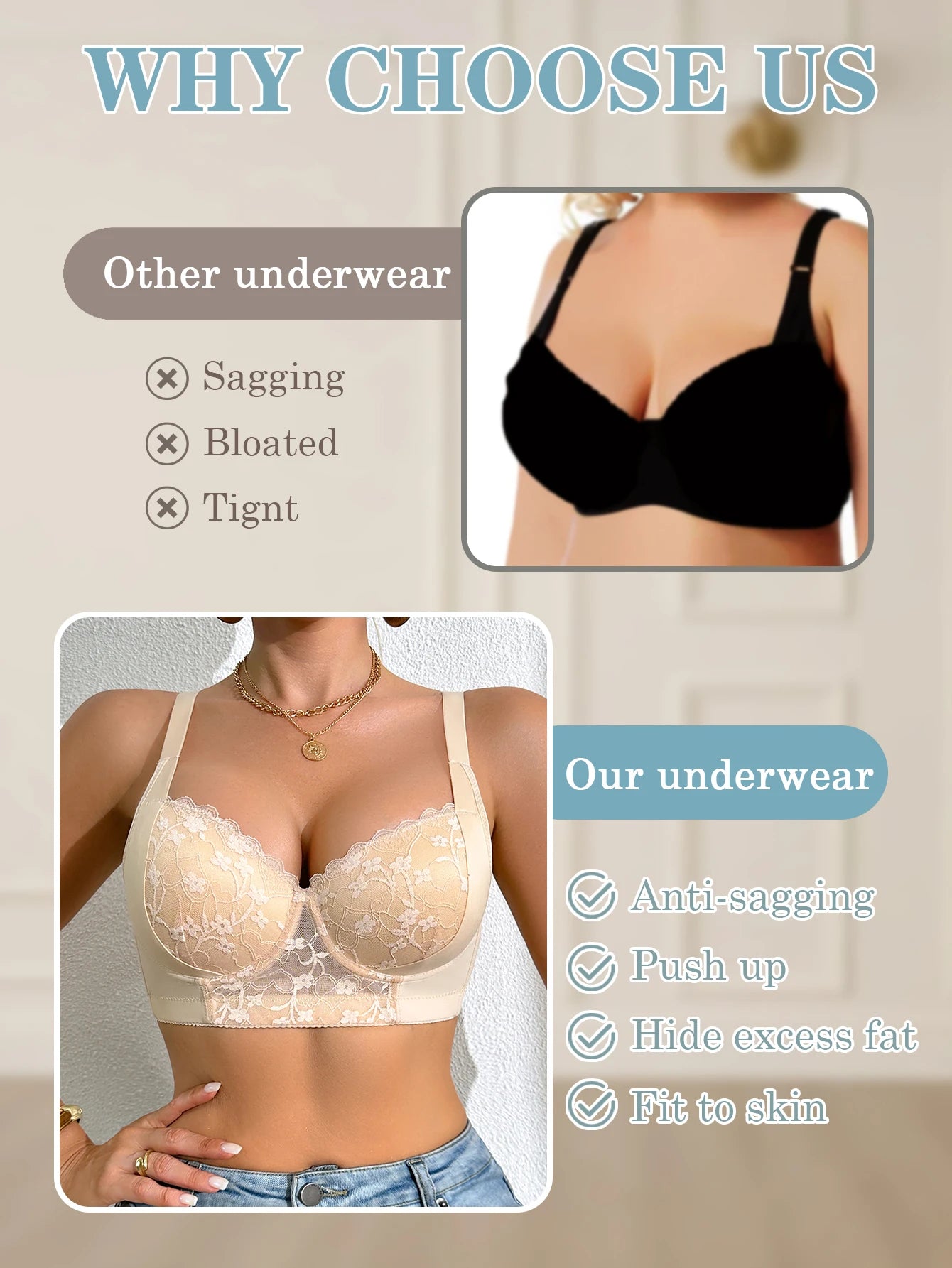 Floral Lace Push Up Bra with Underwire