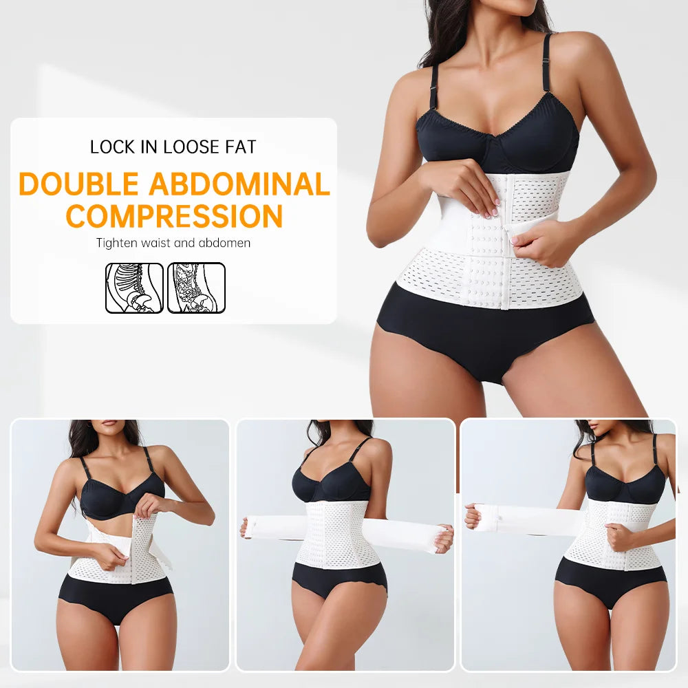 Women’s Adjustable Waist Trainer – Double Belt Neoprene Tummy Control Corset